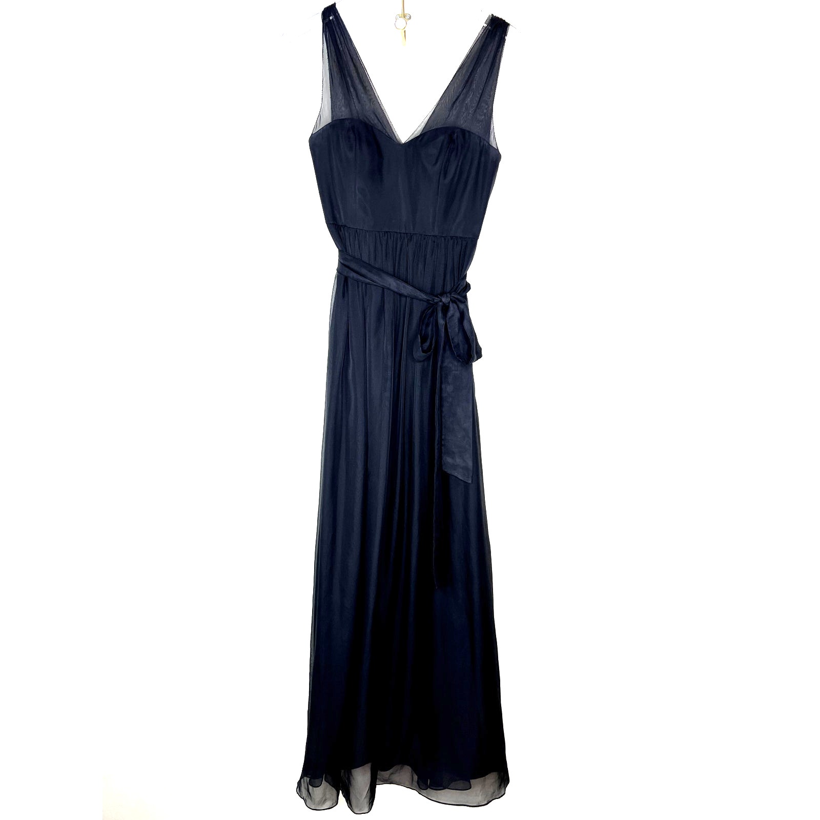 Bhldn Hitherto Gown Black Sleeveless Sheer Tulle Sweetheart Tie Bridesmaid 2